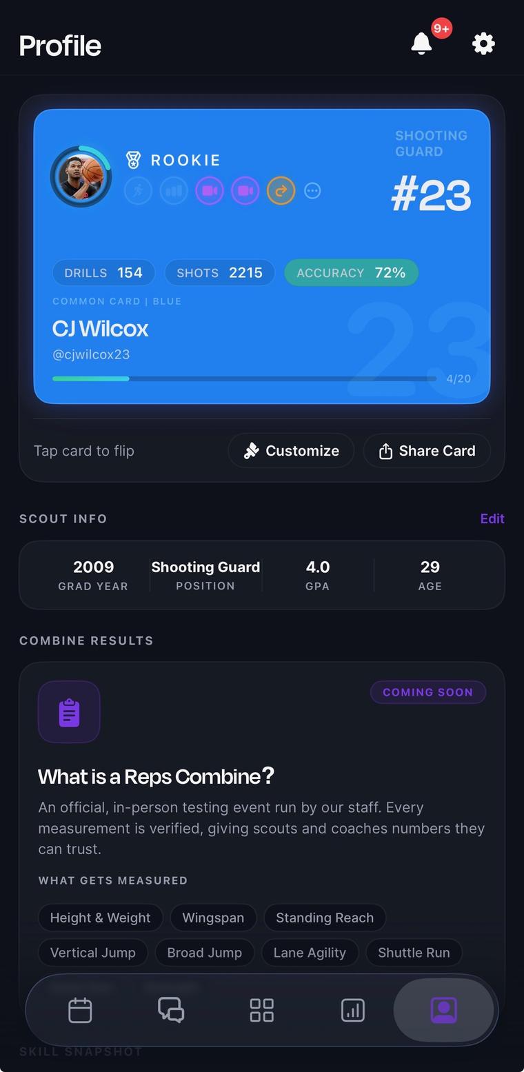 Reps player profile card