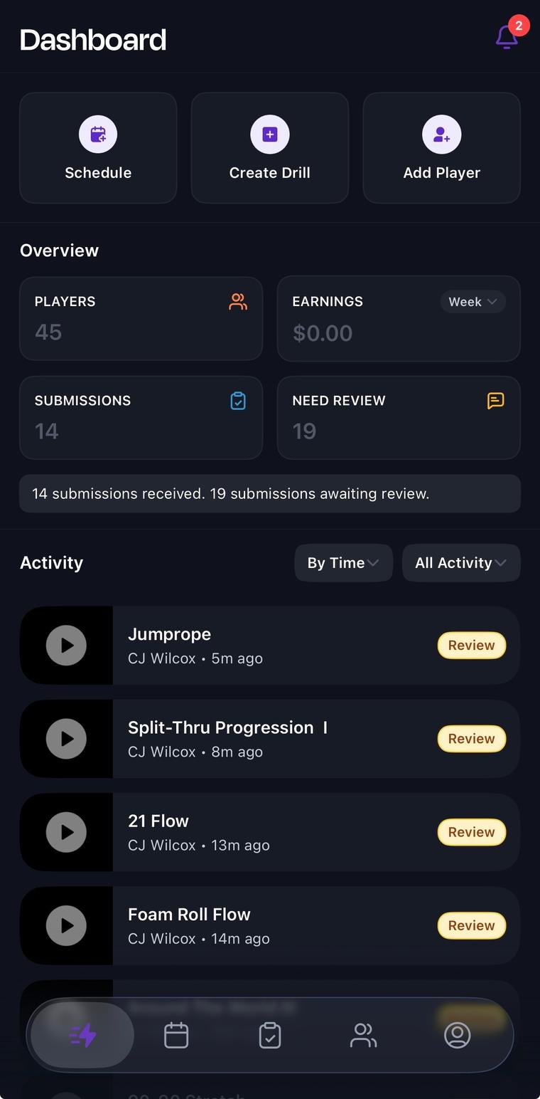 Reps trainer dashboard